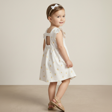 Organic Cutout Back Dress - Lemons