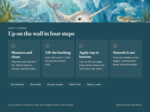 Watercolor Baby Narwhal Ocean Wall Mural, image 9