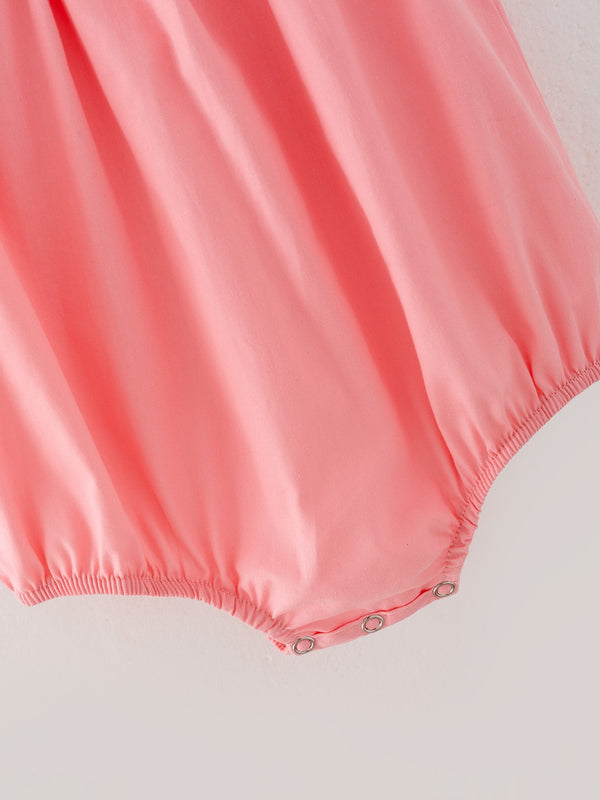 CORAL Smocked Church Christ Bishop Christening Girls Romper