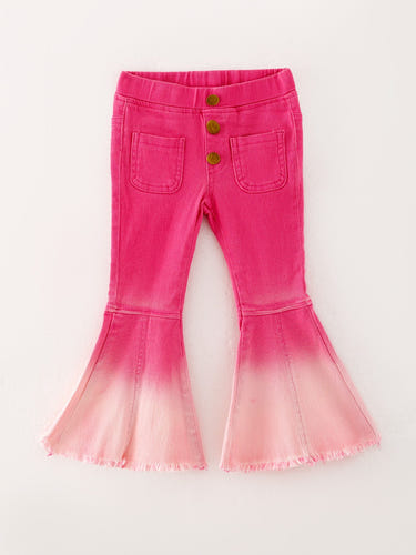 Pink gradient denim flared pants for babies, stylish and comfortable for everyday wear.