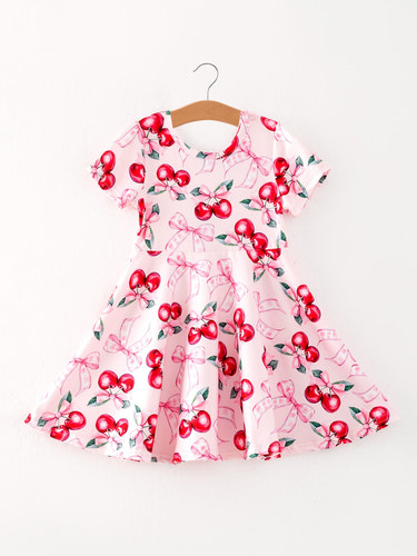 Bow Cherry Cute Girls Dress