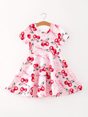 Bow Cherry Cute Girls Dress