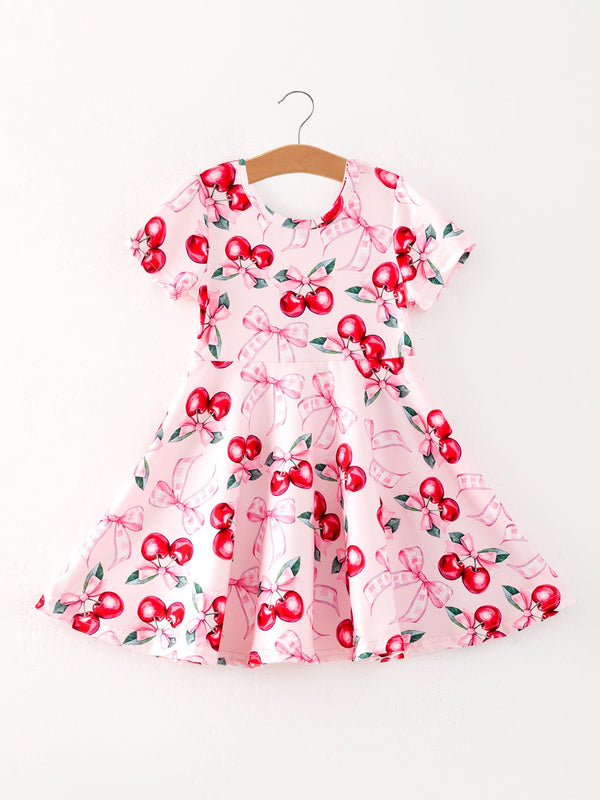 Bow Cherry Cute Girls Dress