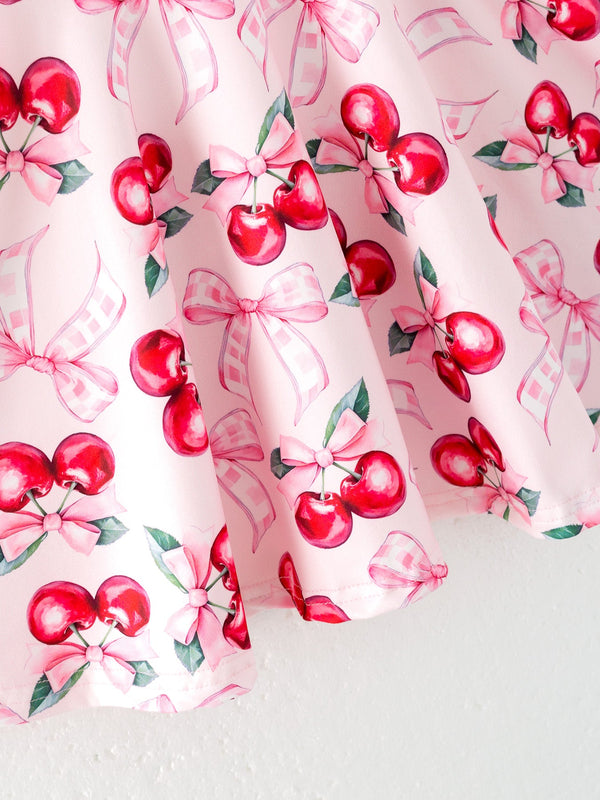 Bow Cherry Cute Girls Dress