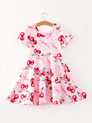 Bow Cherry Cute Girls Dress