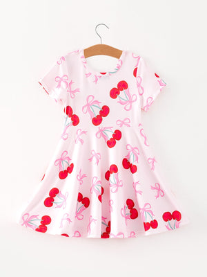 Cherry Pattern Vibrant Girls Dress
