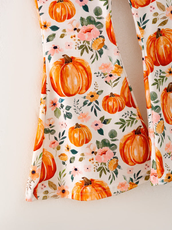 Girls Fall Pumpkin Print Set
