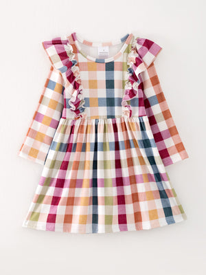 Fall Autumn Baby Girls Plaid Dress