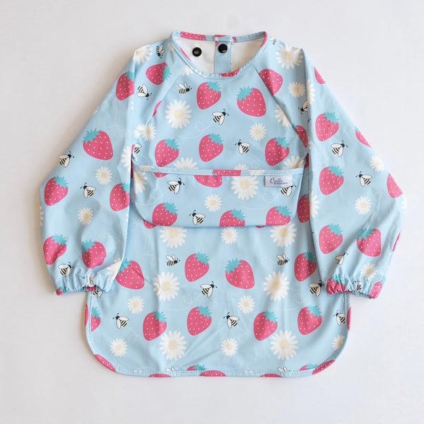 Calla and Friends The Grayson Long Sleeve Bib Strawberry Patch with Wet/Dry Bag
