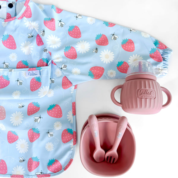 The Grayson Long Sleeve Bib - Strawberry Patch