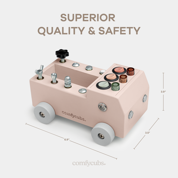 Busy Board Toy Truck Set for 3+ in Blush