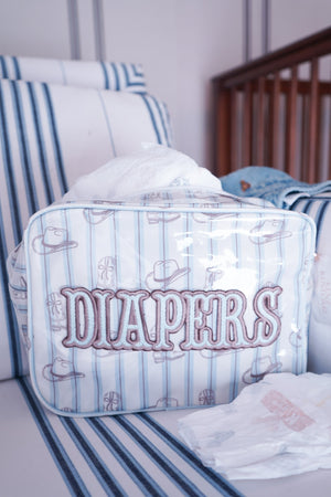 KenzKustomz Diapers XL Western Blues Clear Coat Travel Bag