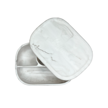 Hayden Bento Box in Marble White - Stylish food storage for babies, perfect for on-the-go meals.