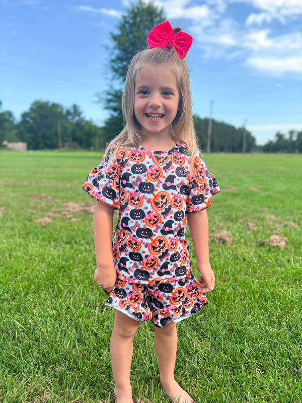 Glitzy pumpkin ruffle set