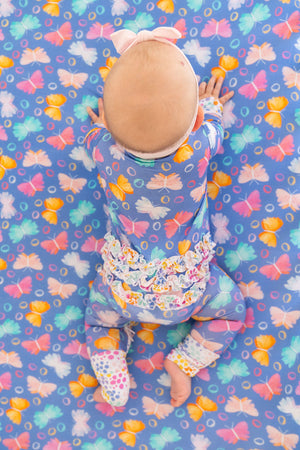 Korrie Butterflies Bamboo Ruffle Convertible Footie
