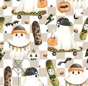Max and Pippa | Baby Rad Skater Ghost Halloween Bamboo Convertible Zippie Pajamas