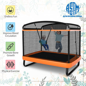 6 Feet Kids Entertaining Trampoline with Swing Safety Fence