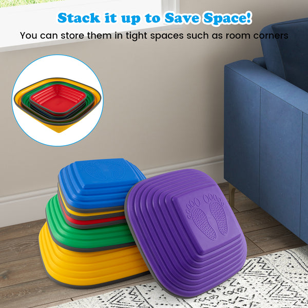 6 Pieces Kids Stepping Stone Square Balance Blocks Indoor Outdoor