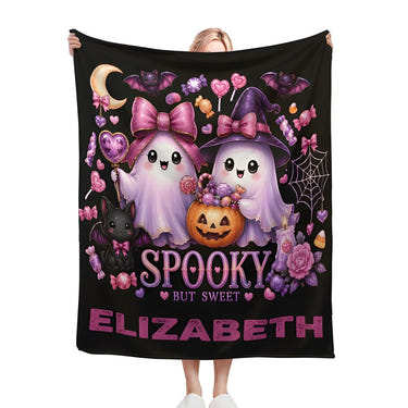 Personalized Halloween Ghost Blanket – Spooky But Sweet Custom Name Fleece Throw