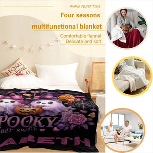 Personalized Halloween Ghost Blanket – Spooky But Sweet Custom Name Fleece Throw