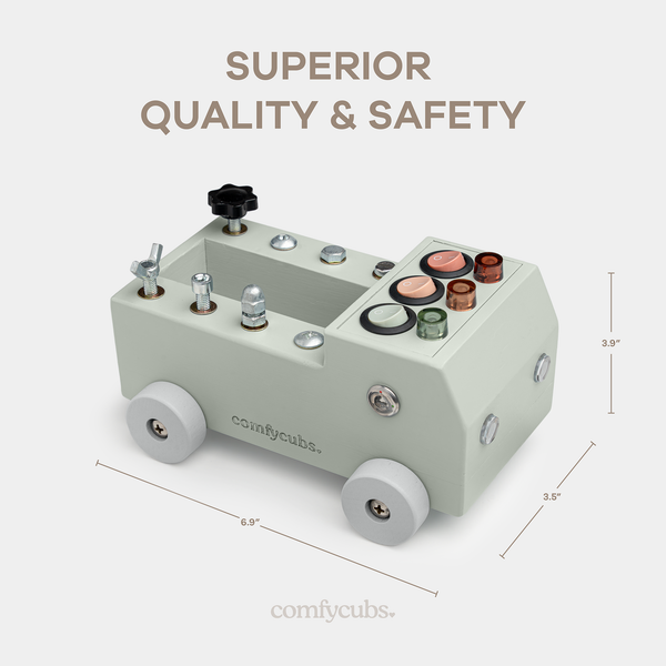 Busy Board Toy Truck Set for 3+ in Sage