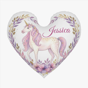 Personalized Unicorn Heart Pillow – Custom Name Gift – Cotton Filling Included