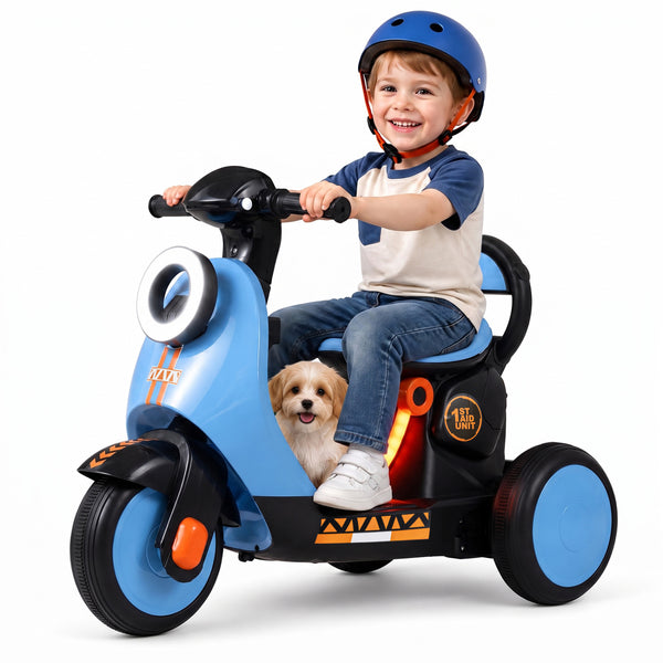 6V Electric Ride on Motorcycle with LED Headlight for Kids Aged 3-5 Years