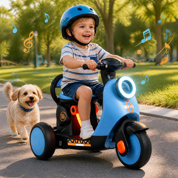 6V Electric Ride on Motorcycle with LED Headlight for Kids Aged 3-5 Years