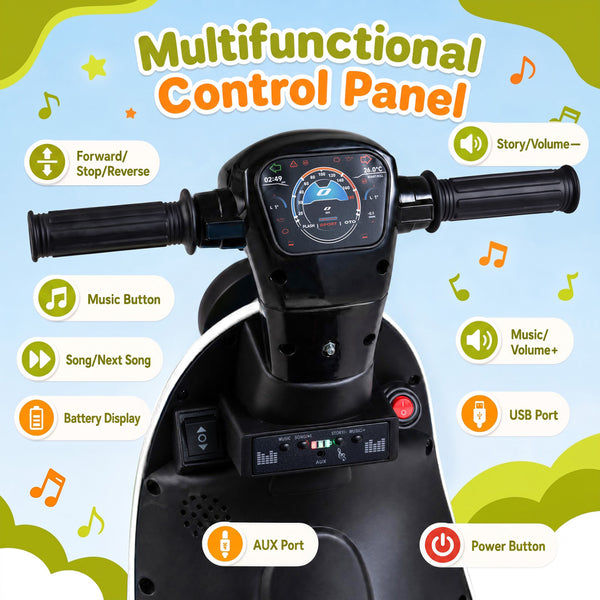 6V Electric Ride on Motorcycle with LED Headlight for Kids Aged 3-5 Years