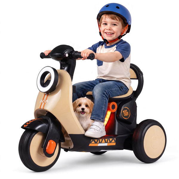 6V Electric Ride on Motorcycle with LED Headlight for Kids Aged 3-5 Years
