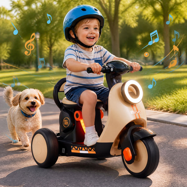 6V Electric Ride on Motorcycle with LED Headlight for Kids Aged 3-5 Years