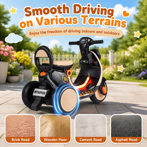 6V Electric Ride on Motorcycle with LED Headlight for Kids Aged 3-5 Years