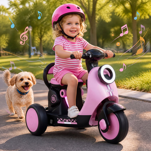 6V Electric Ride on Motorcycle with LED Headlight for Kids Aged 3-5 Years