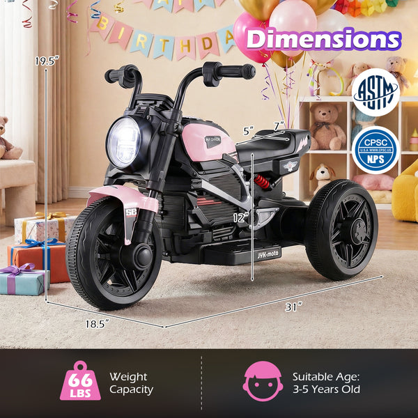 6V Kids Electric Motorcycle with LED Headlight and Music for Toddlers Aged 3-5