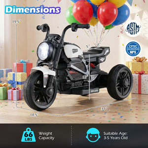 6V Kids Electric Motorcycle with LED Headlight and Music for Toddlers Aged 3-5