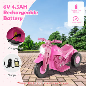 6V Kids Electric Ride on Motorcycle with Bubble Maker and Music
