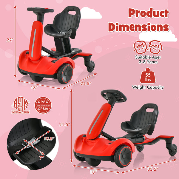6V Kids Ride on Drift Car with 360° Spin and 2 Adjustable Heights