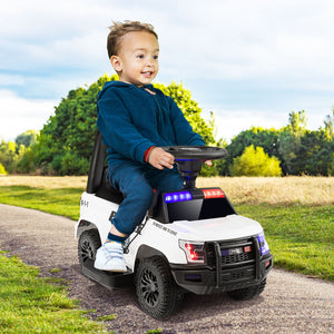 6V Kids Ride On Police Car with Real Megaphone and Siren Flashing Lights