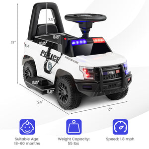 6V Kids Ride On Police Car with Real Megaphone and Siren Flashing Lights