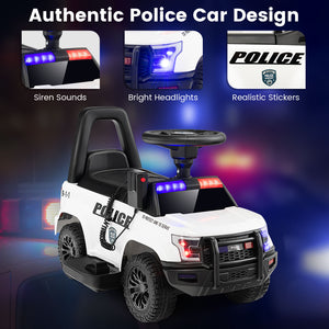 6V Kids Ride On Police Car with Real Megaphone and Siren Flashing Lights