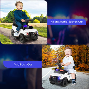 6V Kids Ride On Police Car with Real Megaphone and Siren Flashing Lights