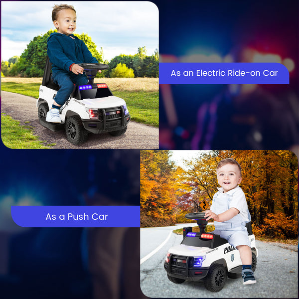 6V Kids Ride On Police Car with Real Megaphone and Siren Flashing Lights