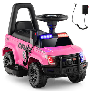 6V Kids Ride On Police Car with Real Megaphone and Siren Flashing Lights