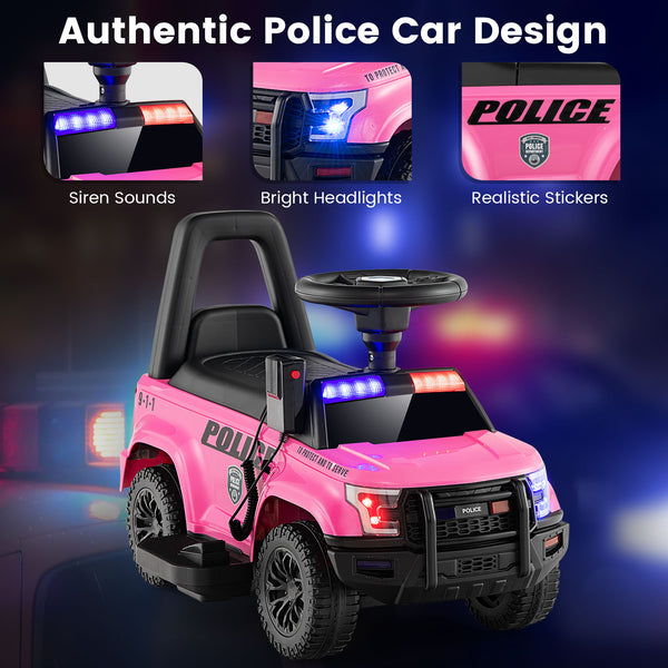 6V Kids Ride On Police Car with Real Megaphone and Siren Flashing Lights