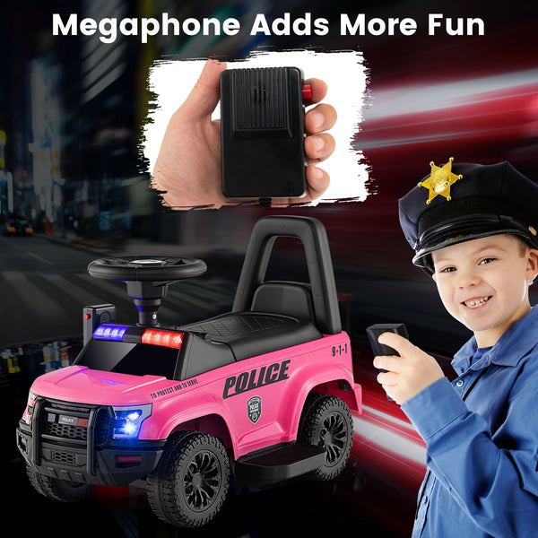 6V Kids Ride On Police Car with Real Megaphone and Siren Flashing Lights