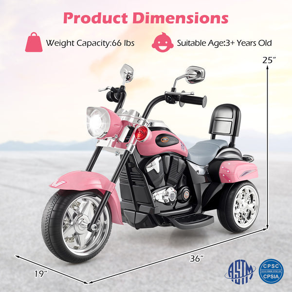 6V 3 Wheel Kids Motorcycle - Rechargeable for Kids - Electric Motorcycle