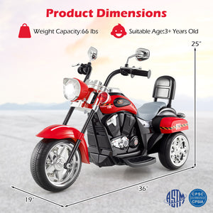 6V 3 Wheel Kids Motorcycle - Rechargeable for Kids - Electric Motorcycle