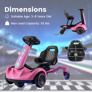 6V Ride-on Drift Car with Lights and Adjustable Seat