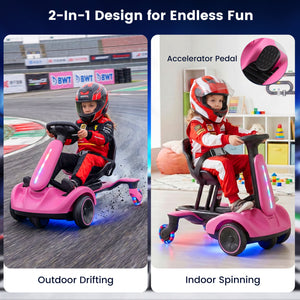 6V Ride-on Drift Car with Lights and Adjustable Seat