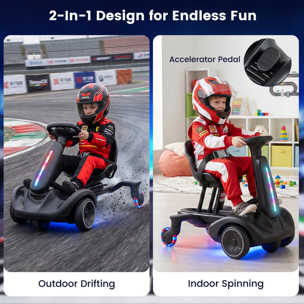 6V Ride-on Drift Car with Lights and Adjustable Seat